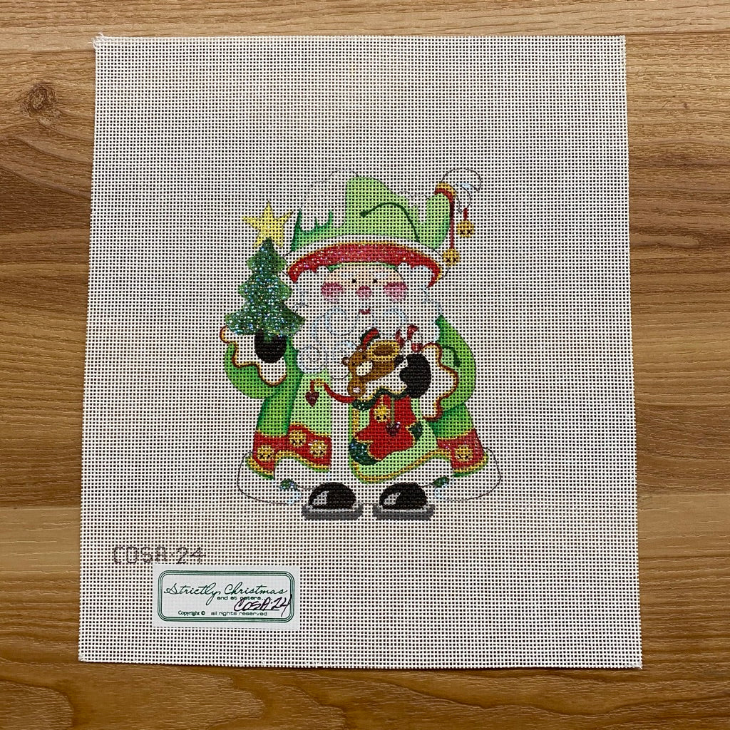 Stocking and Tree Squatty Santa Canvas - needlepoint