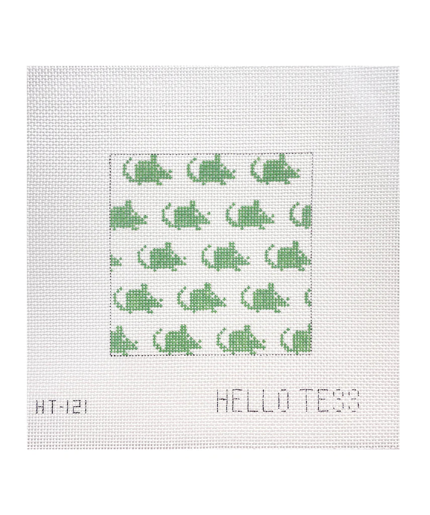 Green Mice Square Canvas - KC Needlepoint