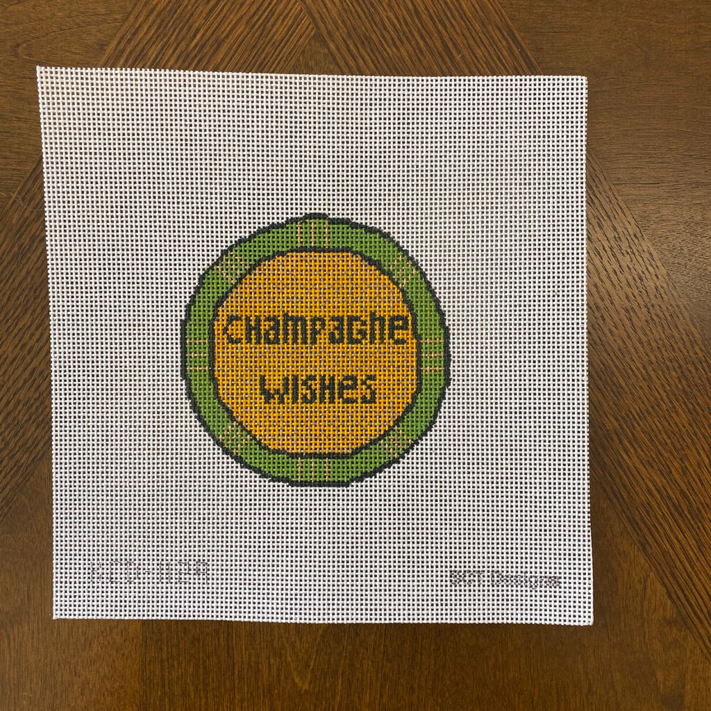 Champagne Wishes Round Canvas - KC Needlepoint