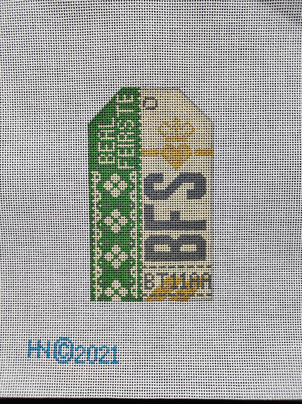 Belfast Vintage Travel Tag Canvas - KC Needlepoint