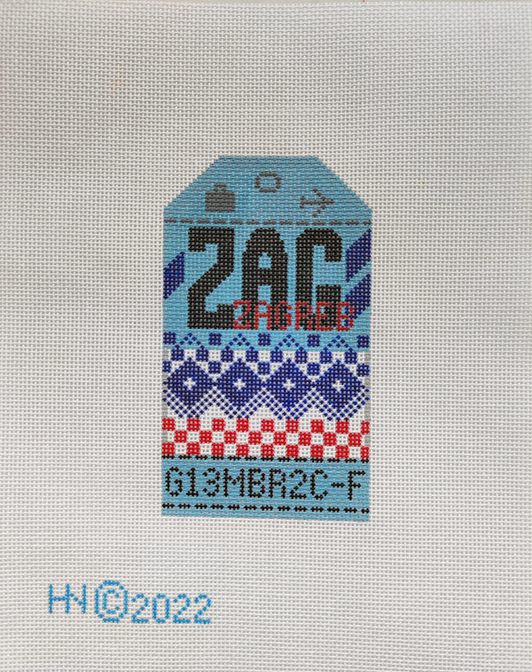 Zagrab Vintage Travel Tag Canvas - KC Needlepoint