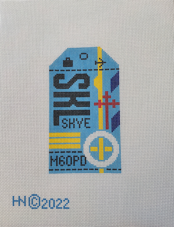 Isle of Skye Vintage Travel Tag Canvas - KC Needlepoint