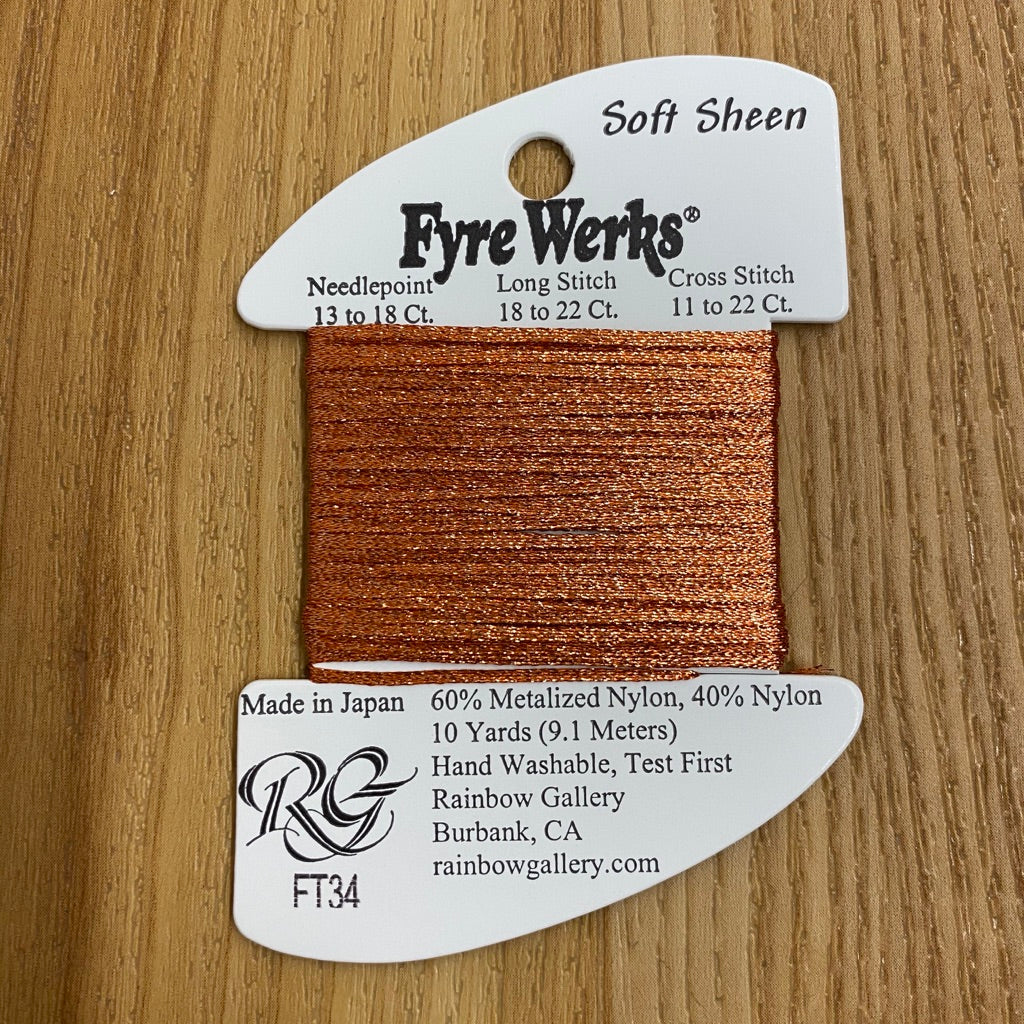 Fyre Werks Soft Sheen FT34 Red Orange - KC Needlepoint