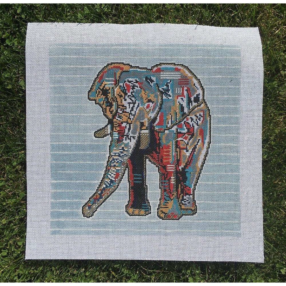 Edgar the Elephant Needlepoint Canvas - KC Needlepoint