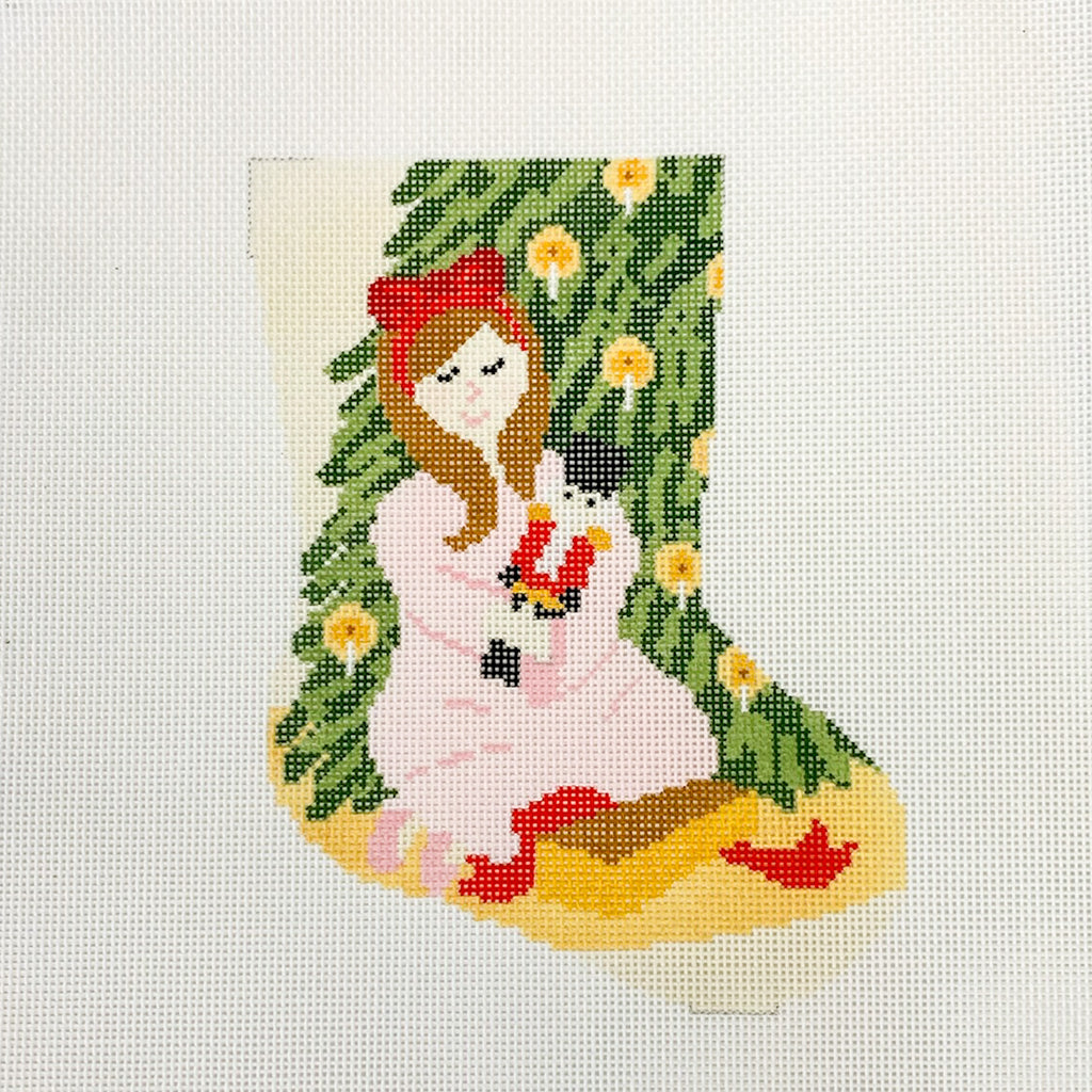 Clara with Nutcracker Ornament Sized Stocking Canvas - KC Needlepoint