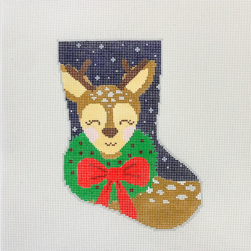 Dasher the Fun Reindeer Ornament Sized Stocking Canvas - KC Needlepoint