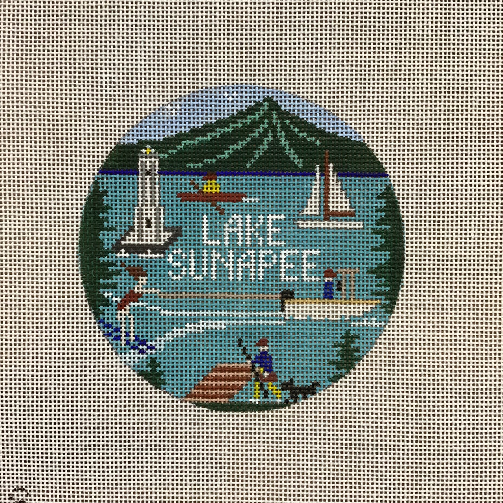 Lake Sunapee Travel  Round Canvas - KC Needlepoint