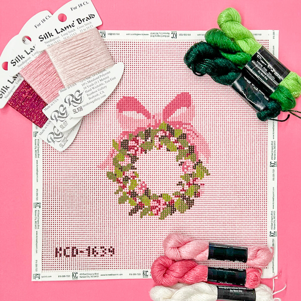 Pink Wreath with Candy Kit - KC Needlepoint