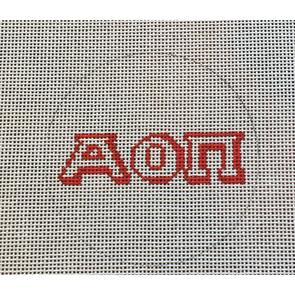 Alpha Omicron Pi Round Canvas - KC Needlepoint