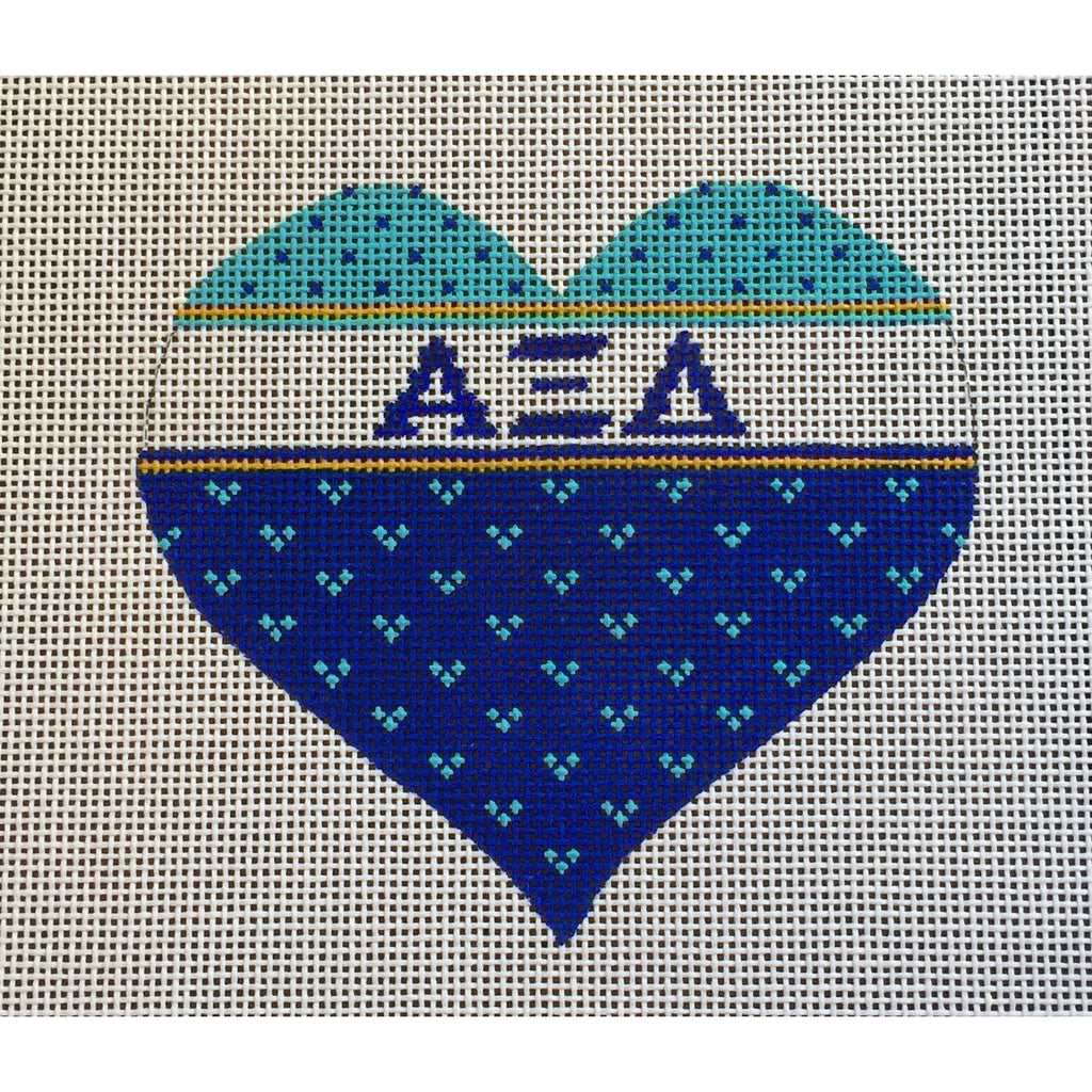 Alpha Xi Delta Heart Canvas - KC Needlepoint