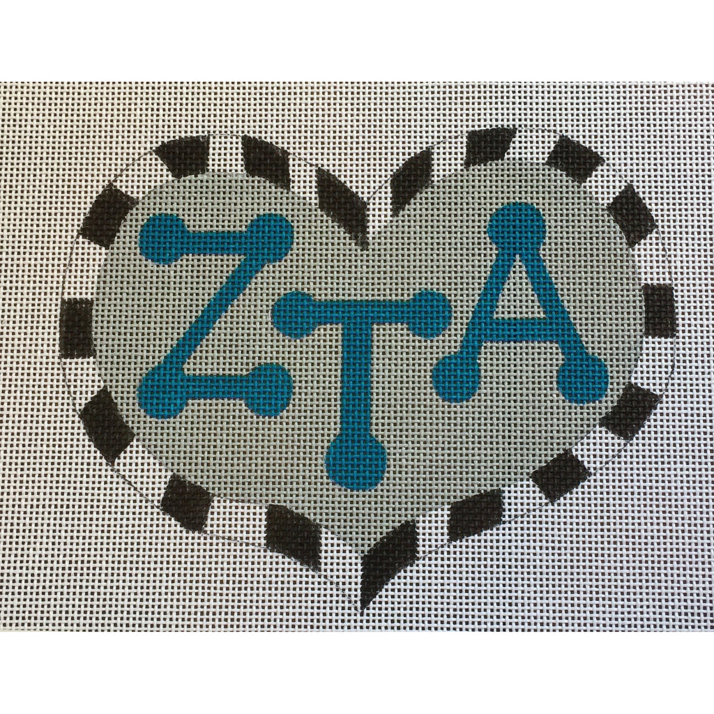 Zeta Tau Alpha Large Heart Canvas - KC Needlepoint