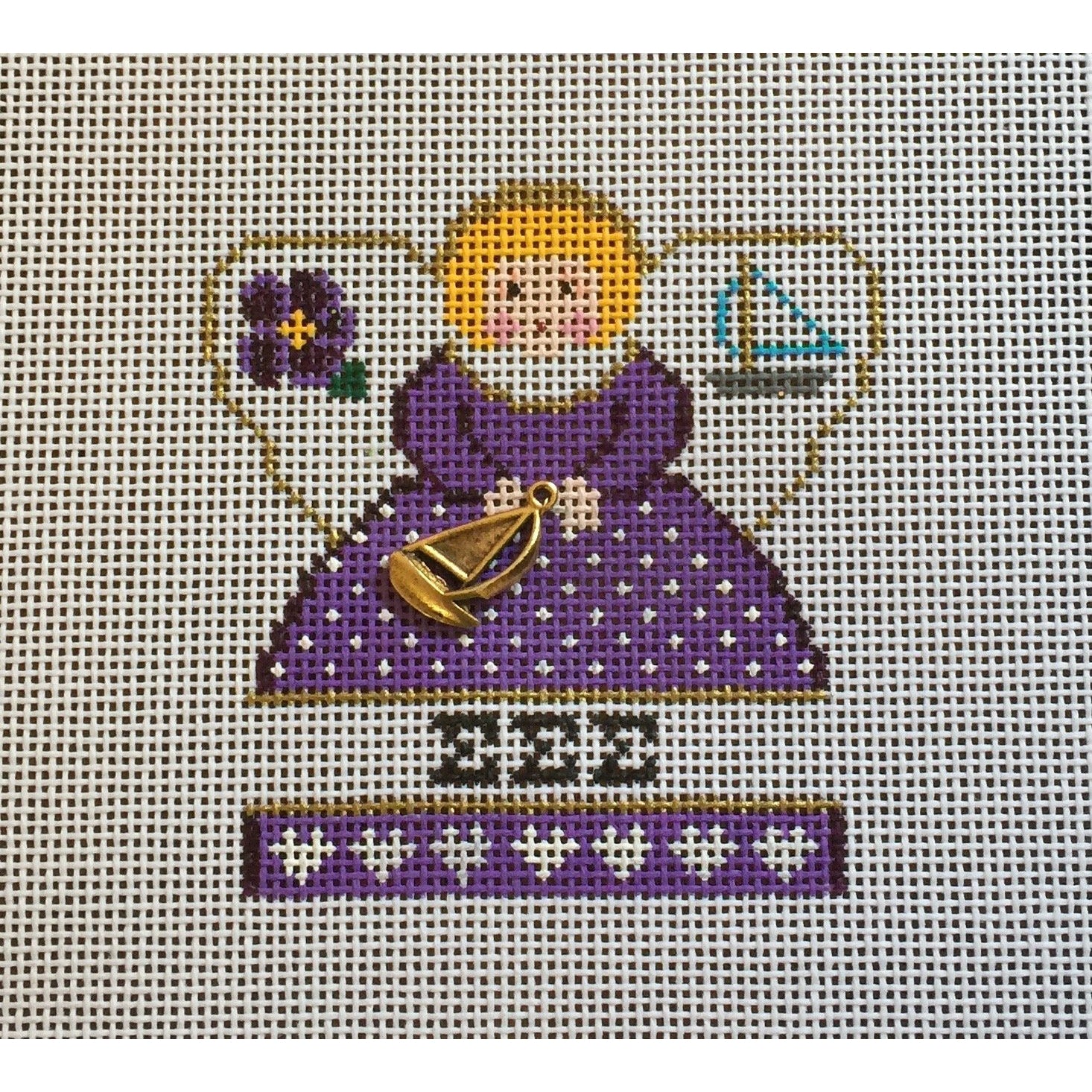 Sigma Sigma Sigma Mini Angel Canvas - KC Needlepoint