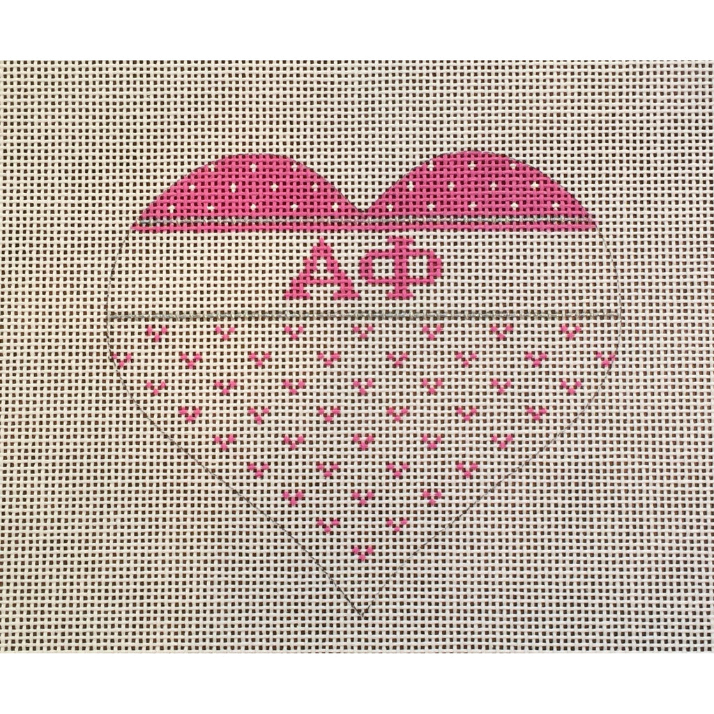 Alpha Phi Heart Canvas - KC Needlepoint