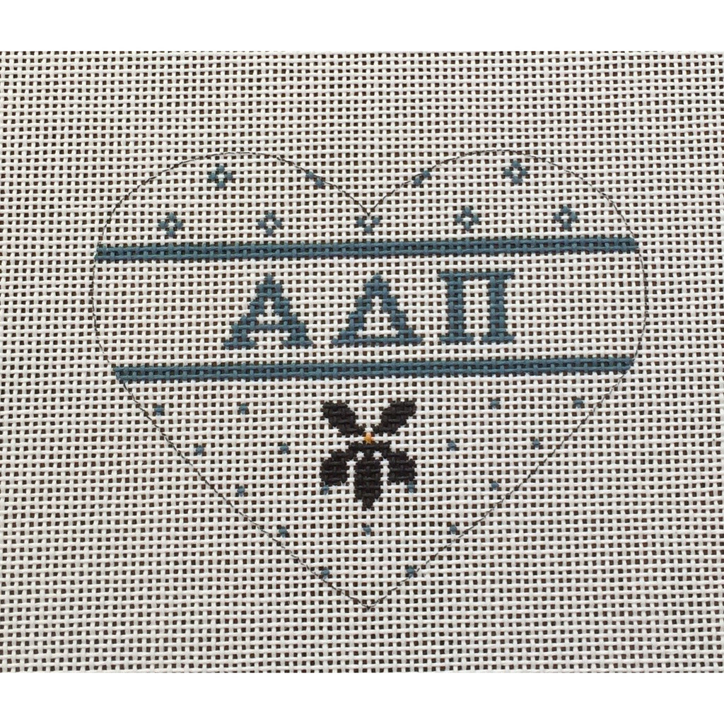 Alpha Delta Pi Small Heart Canvas - KC Needlepoint