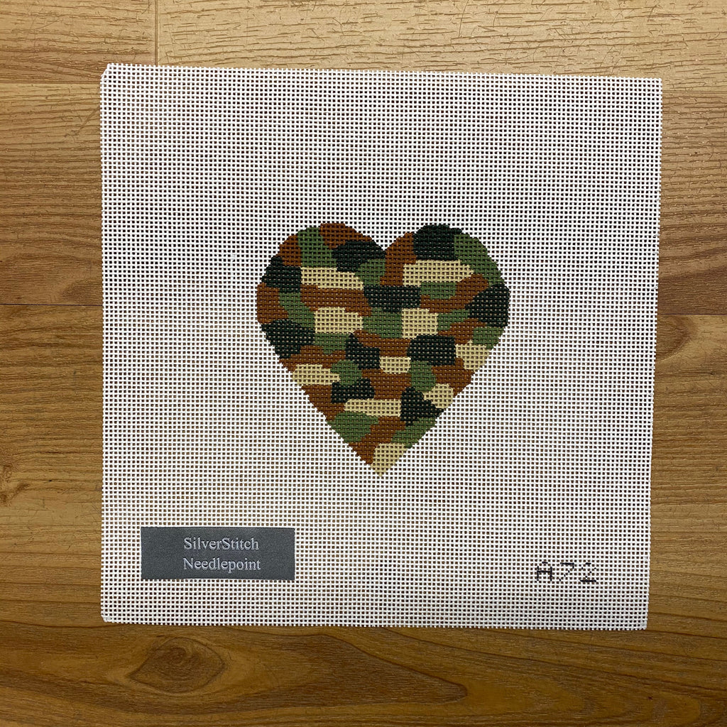 Camo Heart Canvas - KC Needlepoint