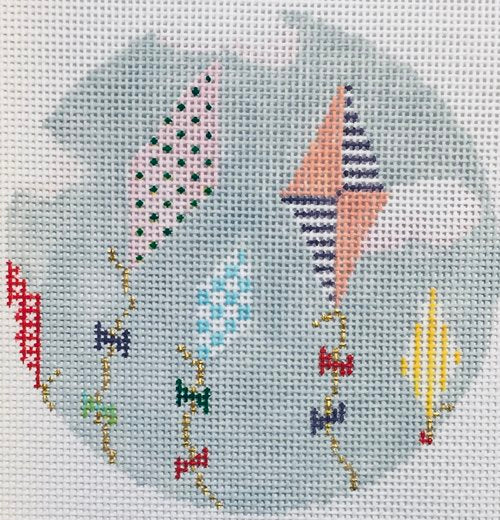 Let's Go Fly a Kite Round Canvas - needlepoint