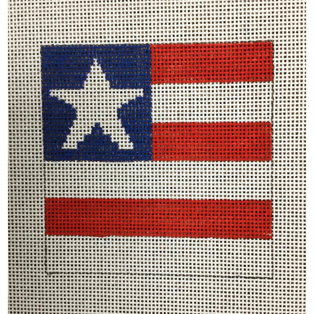 Large American Flag 4 1/2" Square Canvas - KC Needlepoint