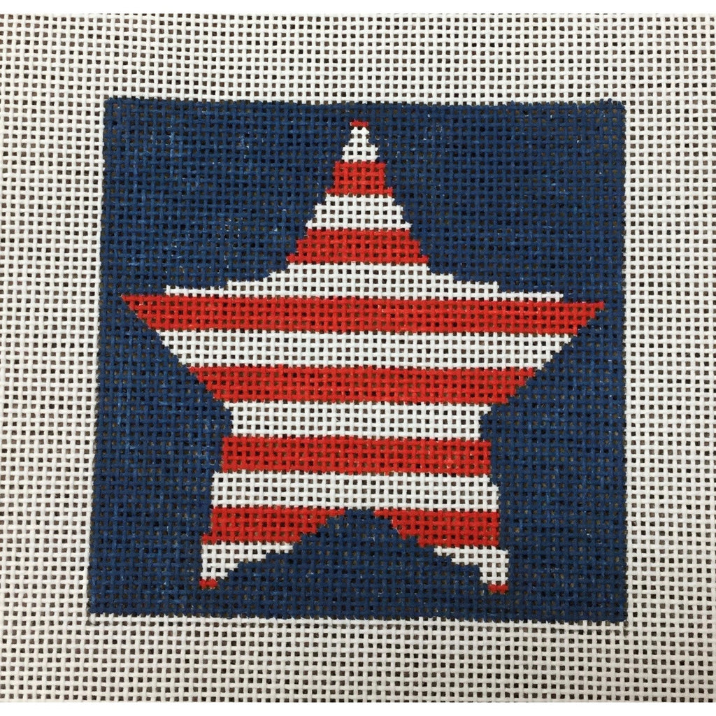 Striped Star 4 1/2" Square Canvas - KC Needlepoint