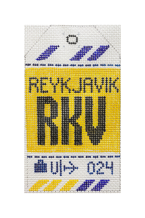 Reykjavik Vintage Travel Tag Canvas - needlepoint