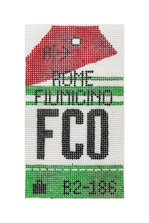 Rome Vintage Travel Tag Canvas - needlepoint