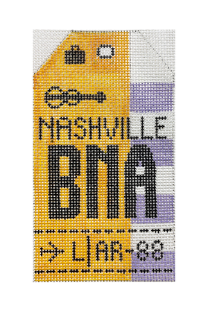 Nashville Vintage Travel Tag Canvas - needlepoint