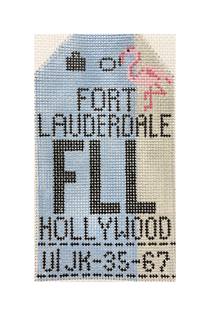 Fort Lauderdale Vintage Travel Tag Canvas - needlepoint