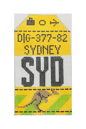 Sydney Vintage Travel Tag Canvas - needlepoint