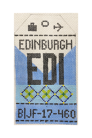 Edinburgh Vintage Travel Tag Canvas - needlepoint