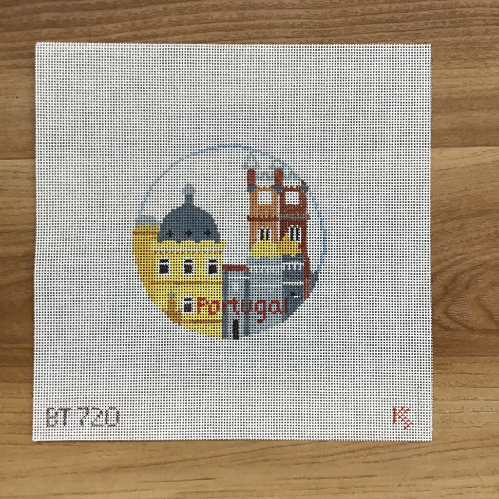 Portugal Travel Round Canvas - KC Needlepoint