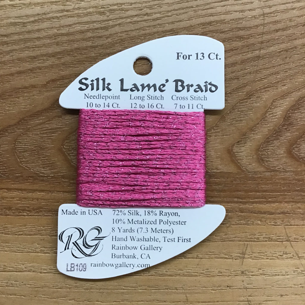 Silk Lamé Braid LB109 Medium Raspberry - KC Needlepoint