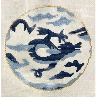 Dragon in Blue Needlepoint Canvas - KC Needlepoint