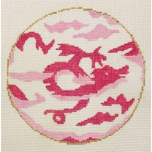 Dragon in Pink Needlepoint Canvas - KC Needlepoint