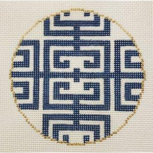 Fret in Blue Canvas - KC Needlepoint