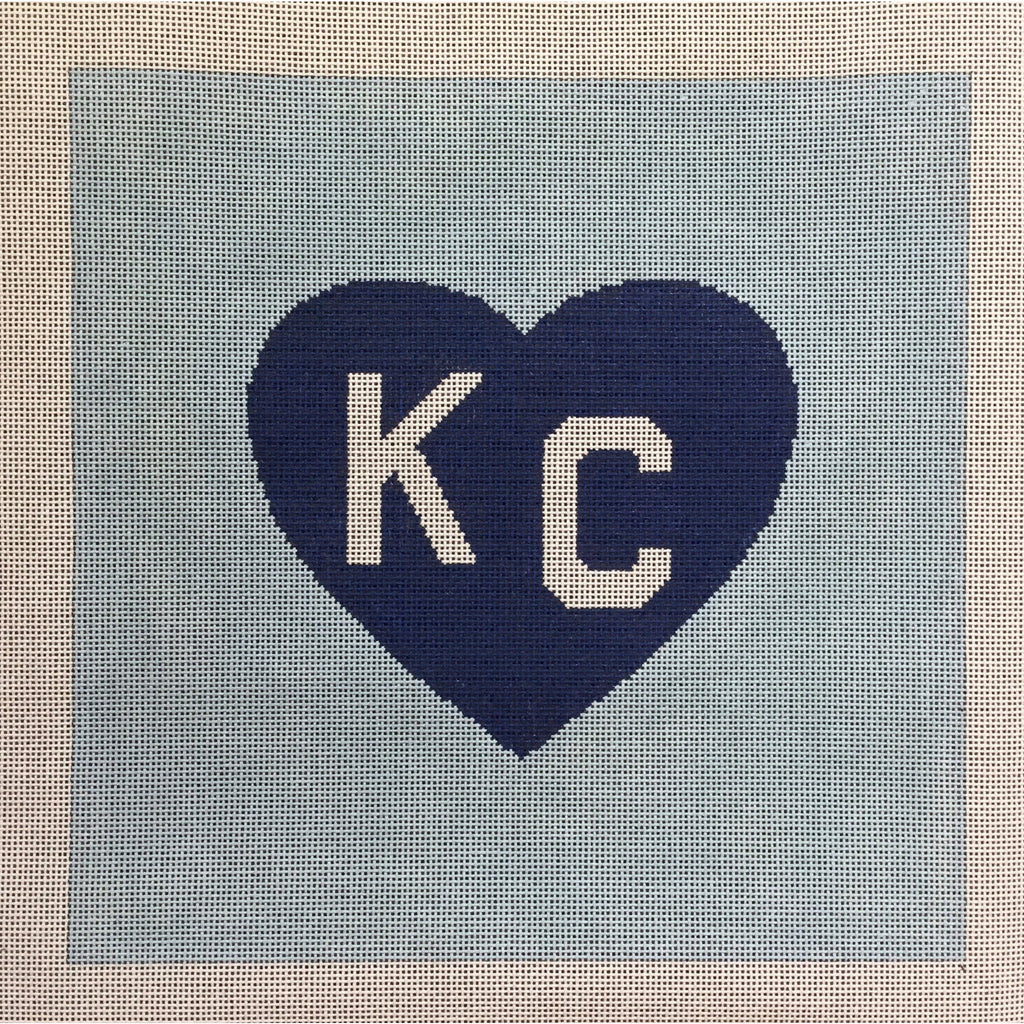 KC in Heart Pillow Canvas - KC Needlepoint