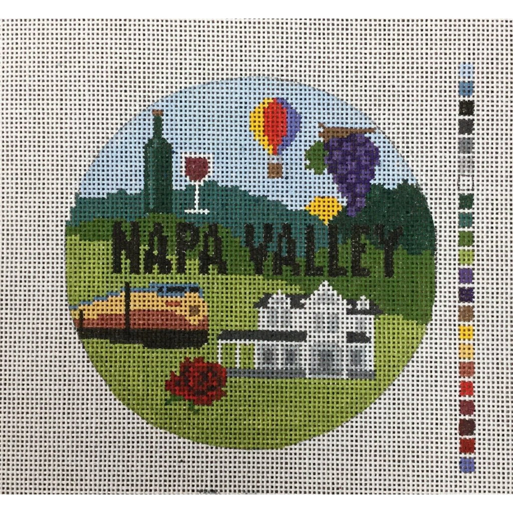 Napa Valley Travel Round - KC Needlepoint