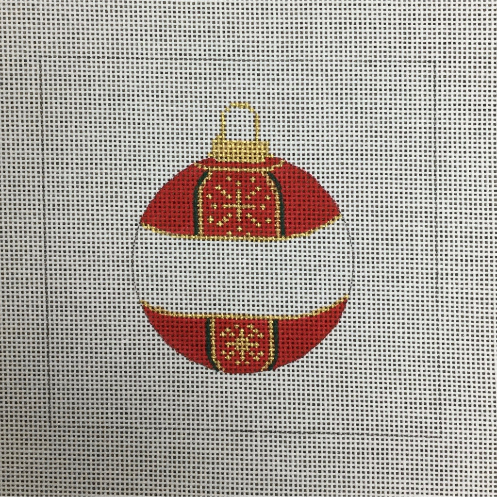 Red Ball Ornament Canvas - KC Needlepoint