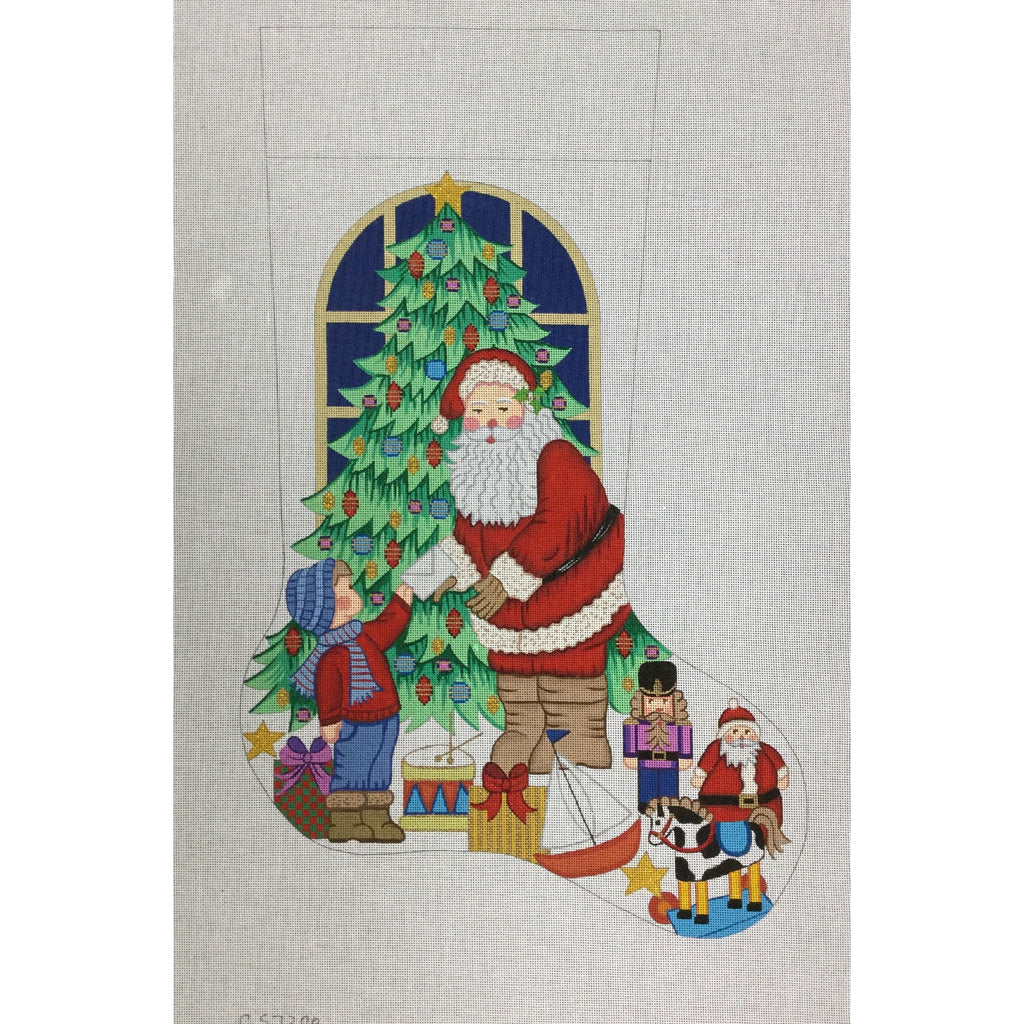 Boy with Letter Stocking Canvas - KC Needlepoint