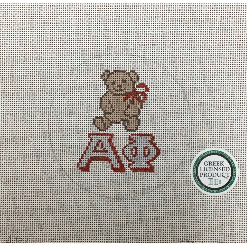 Alpha Phi Bear Canvas - KC Needlepoint