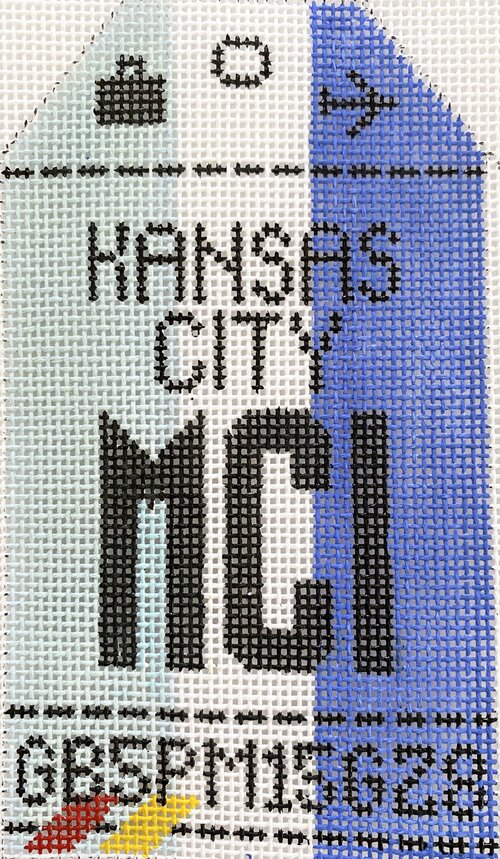Kansas City Vintage Travel Tag Canvas - needlepoint