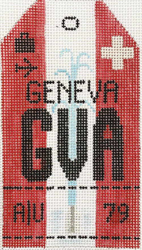 Geneva Vintage Travel Tag Canvas - needlepoint
