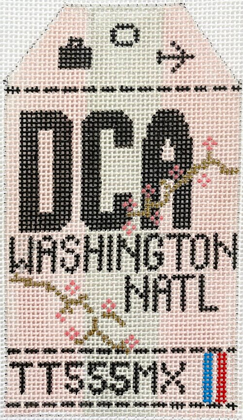 Washington National Vintage Travel Tag Canvas - needlepoint