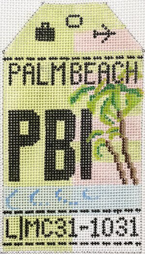 Palm Beach Vintage Travel Tag Canvas - needlepoint