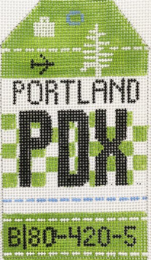 Portland Vintage Travel Tag Canvas - needlepoint