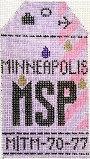 Minneapolis Vintage Travel Tag Canvas - needlepoint