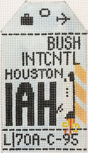 Houston Vintage Travel Tag Canvas - needlepoint