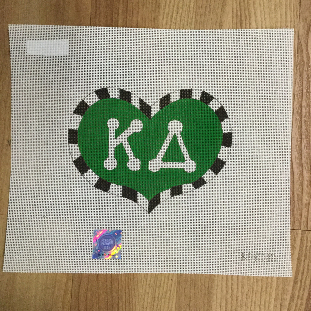 Kappa Delta Large Heart Canvas - KC Needlepoint