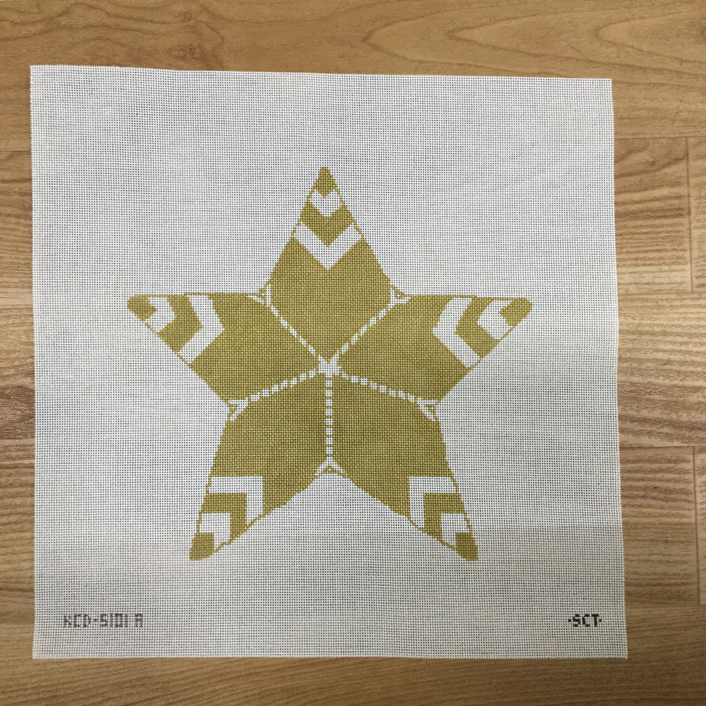 Gold Star Tree Topper Canvas - needlepoint