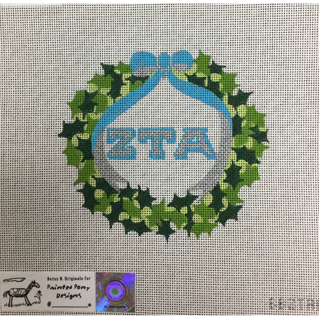 Zeta Tau Alpha Wreath Canvas - KC Needlepoint