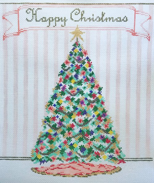 Happy Christmas Needlepoint Canvas - KC Needlepoint