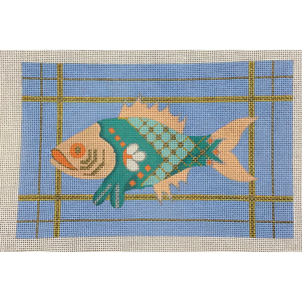 Fish with Border Canvas - KC Needlepoint